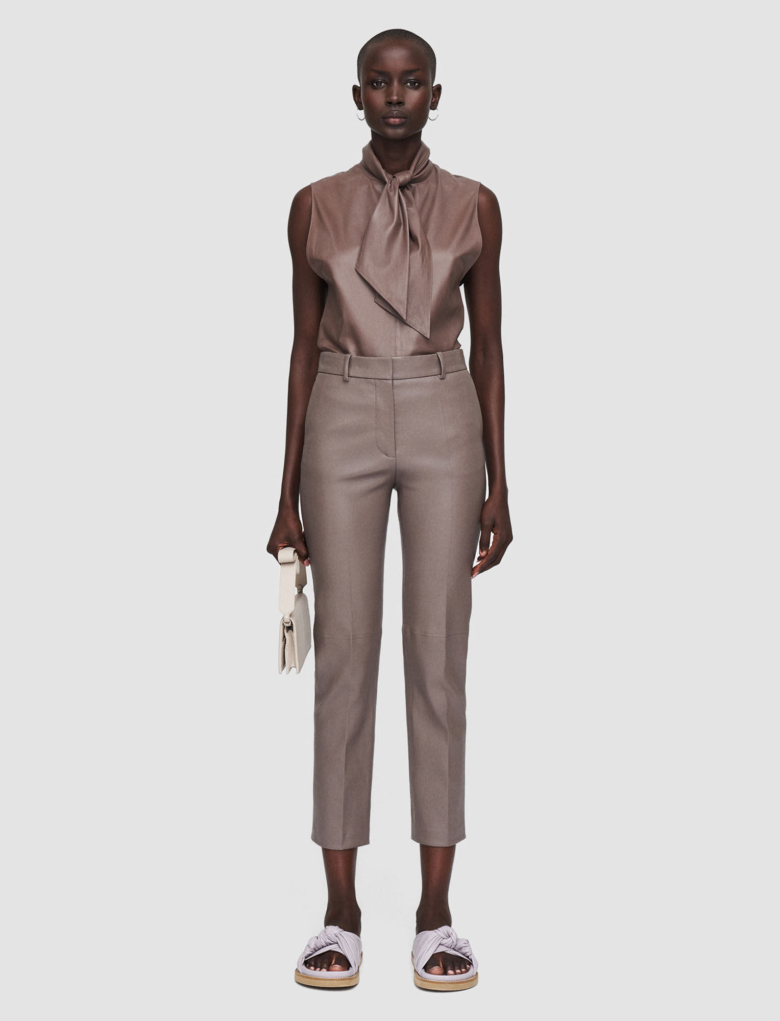 Joseph, Leather Stretch Coleman Trousers, in Truffle